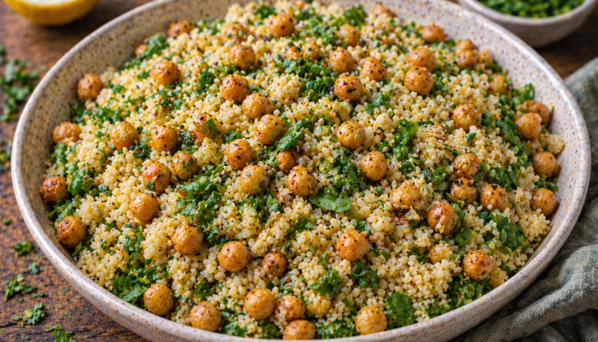 Boulgour pois chiches grillés et herbes