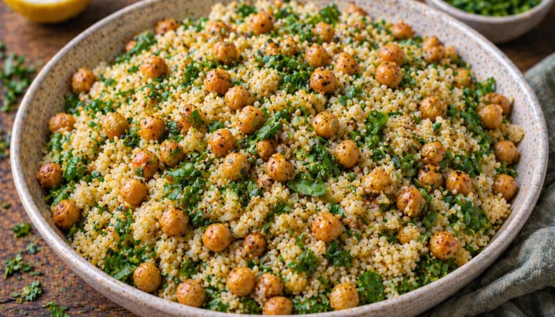 Boulgour pois chiches grillés et herbes