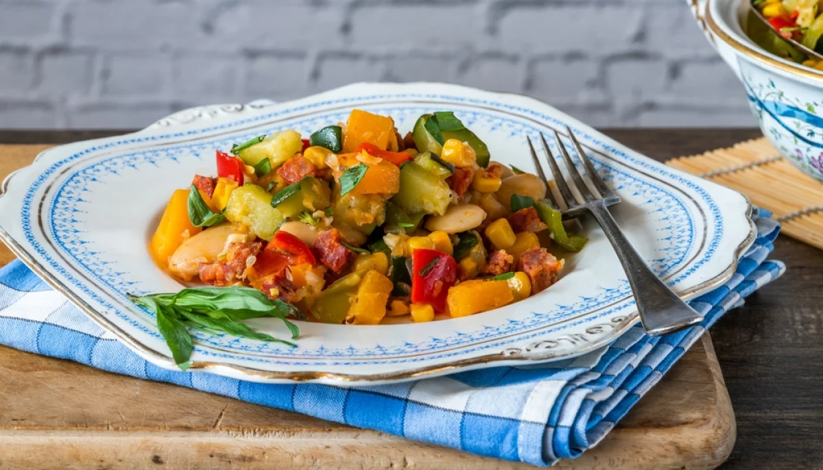 Poêlée maïs poivron courgette