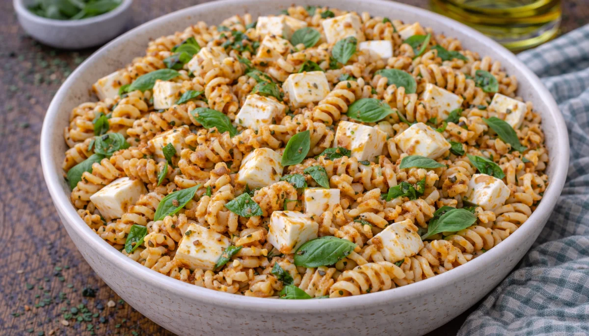 Pâtes froides au pesto rosso et mozzarella