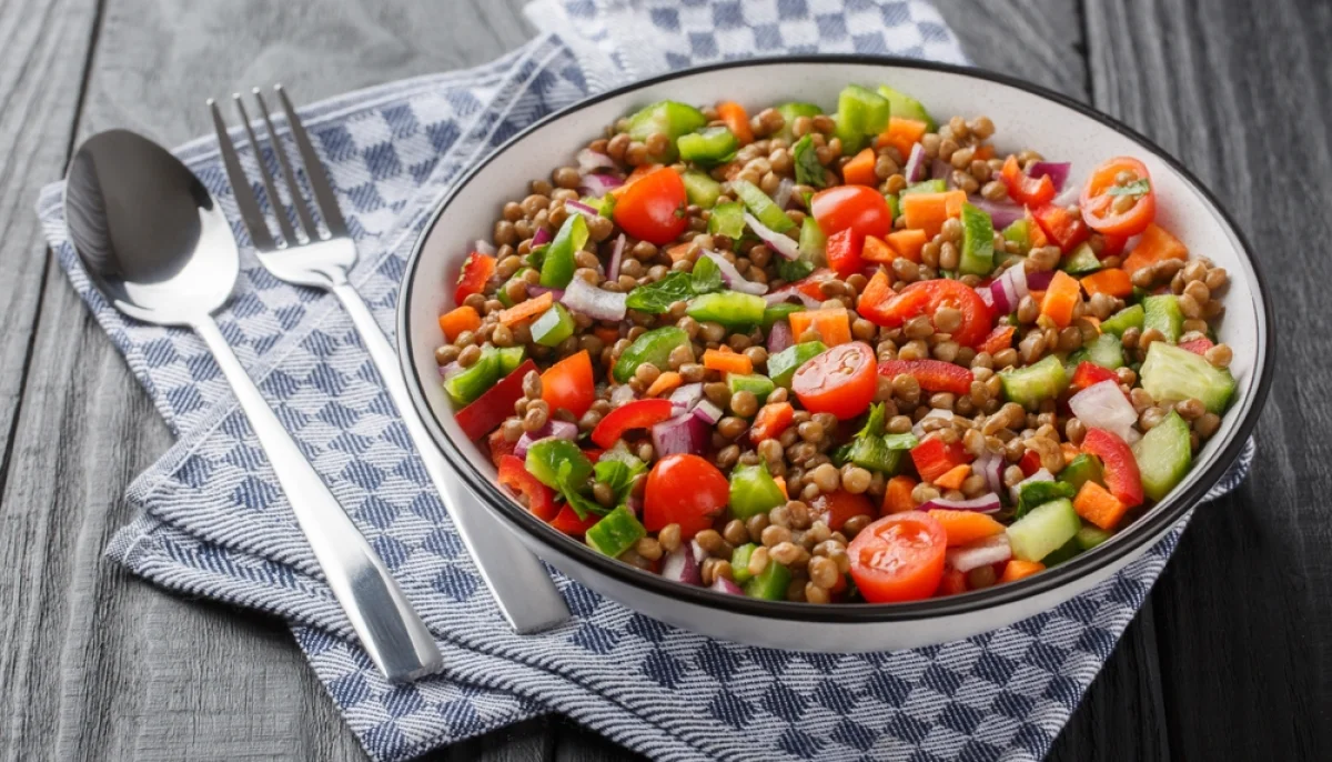 Salade de lentilles aux légumes croquants