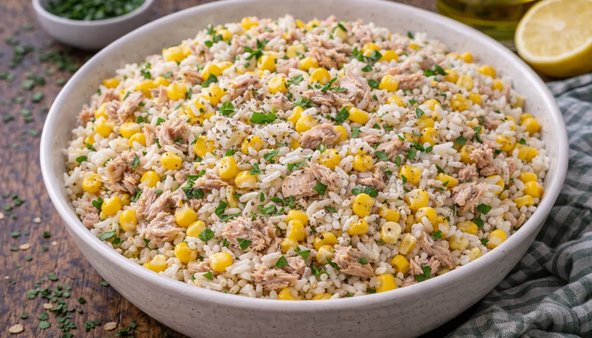 Salade riz thon maïs