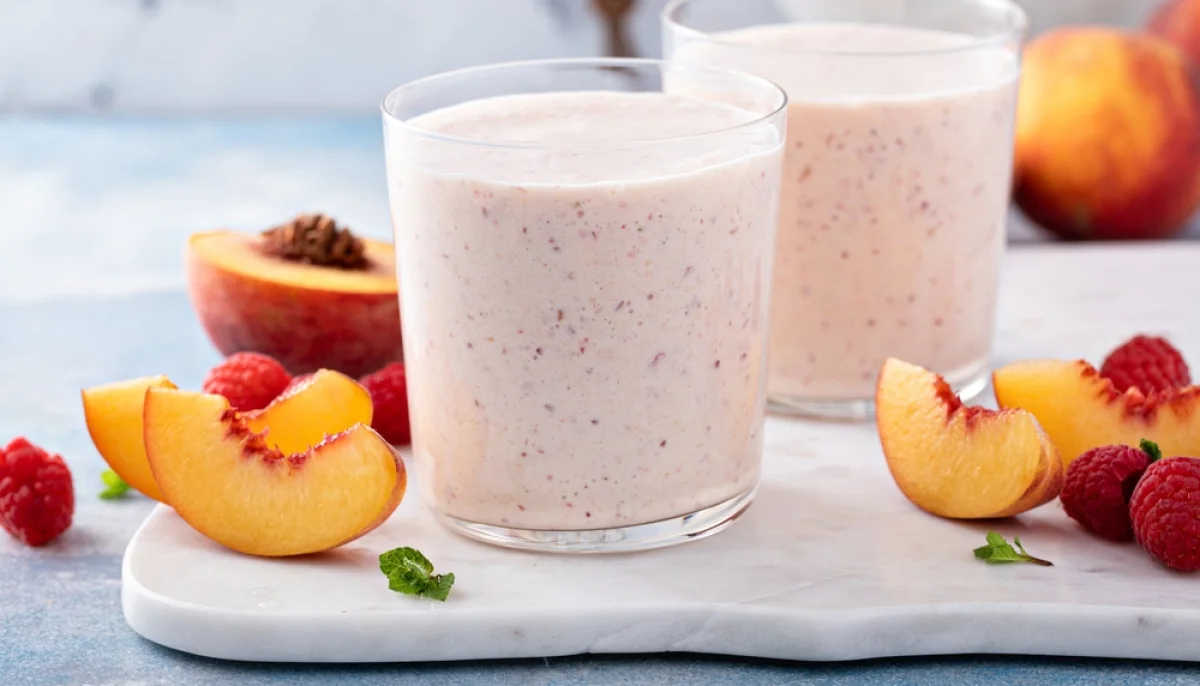 Smoothie bowl pêche framboise