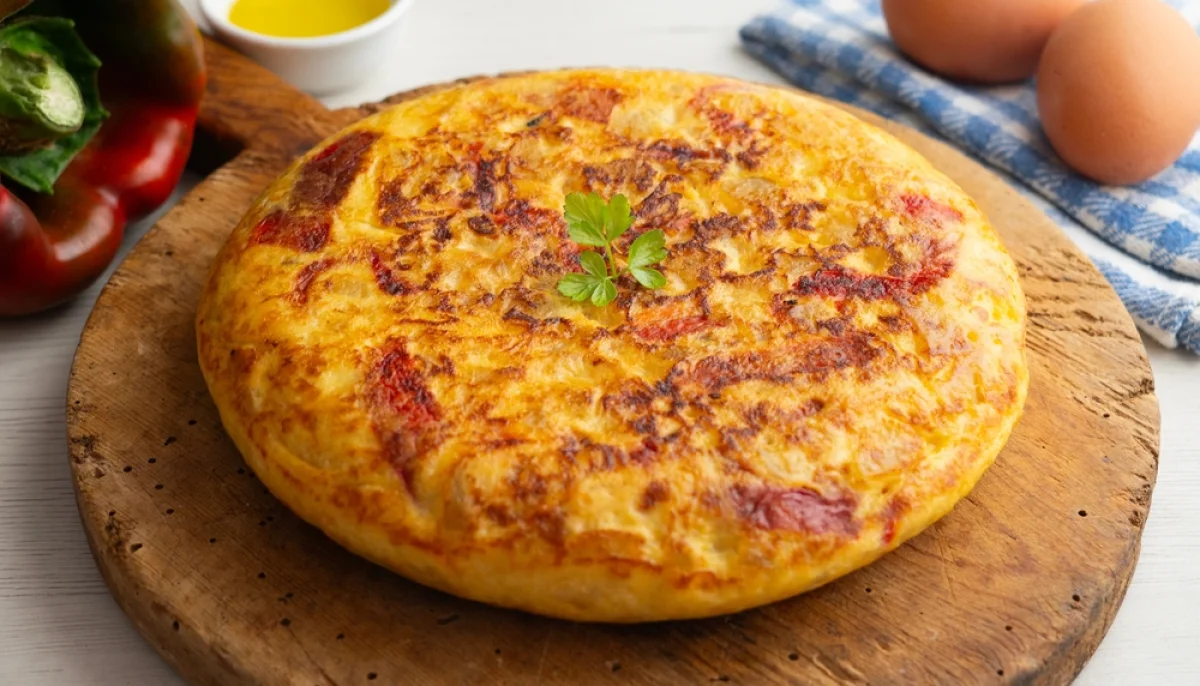 Tortilla pommes de terre et poivrons rouges