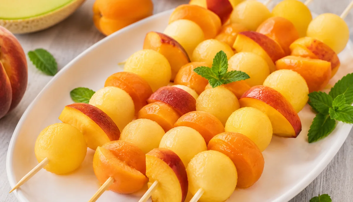 Brochettes de fruits jaunes d’été