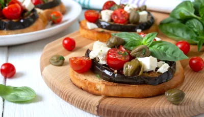 Bruschettas aubergine grillée et feta