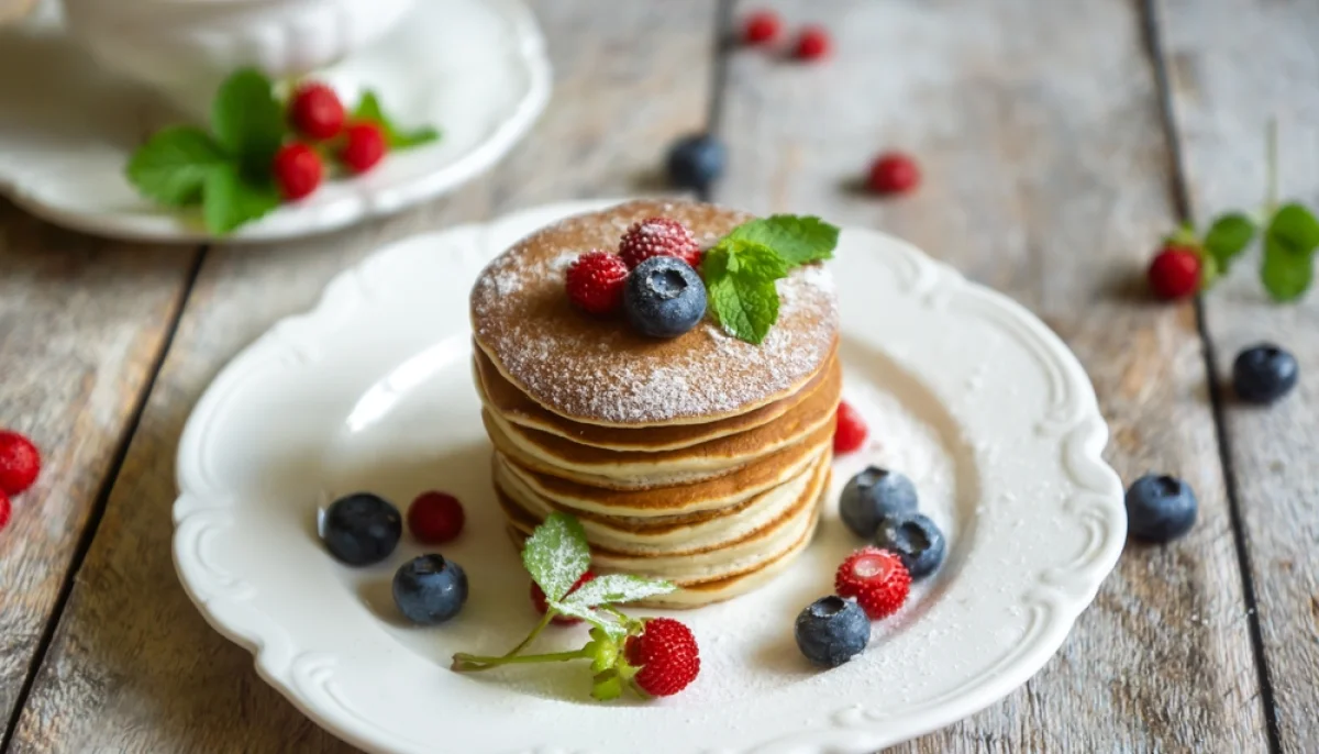 Pancakes au fromage blanc et fruits rouges
