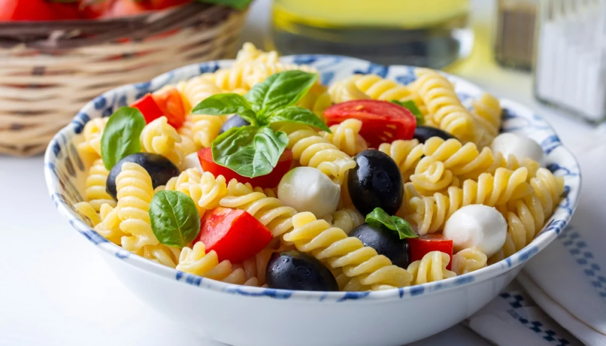 Salade de pâtes italienne mozzarella olives