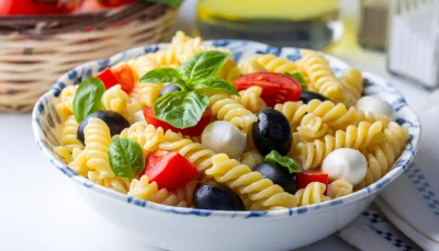 Salade de pâtes italienne mozzarella olives