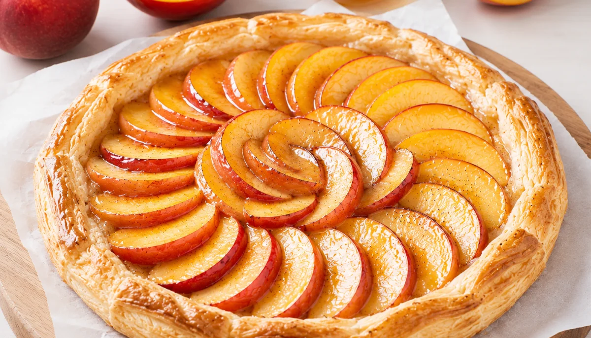 Tarte fine pêche miel