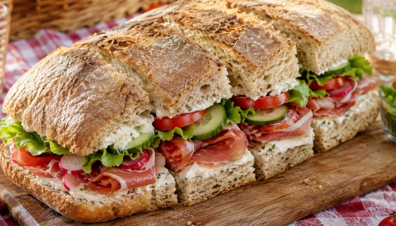 Pain de campagne garni façon pique-nique