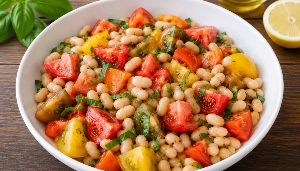 Salade de haricots blancs aux tomates anciennes