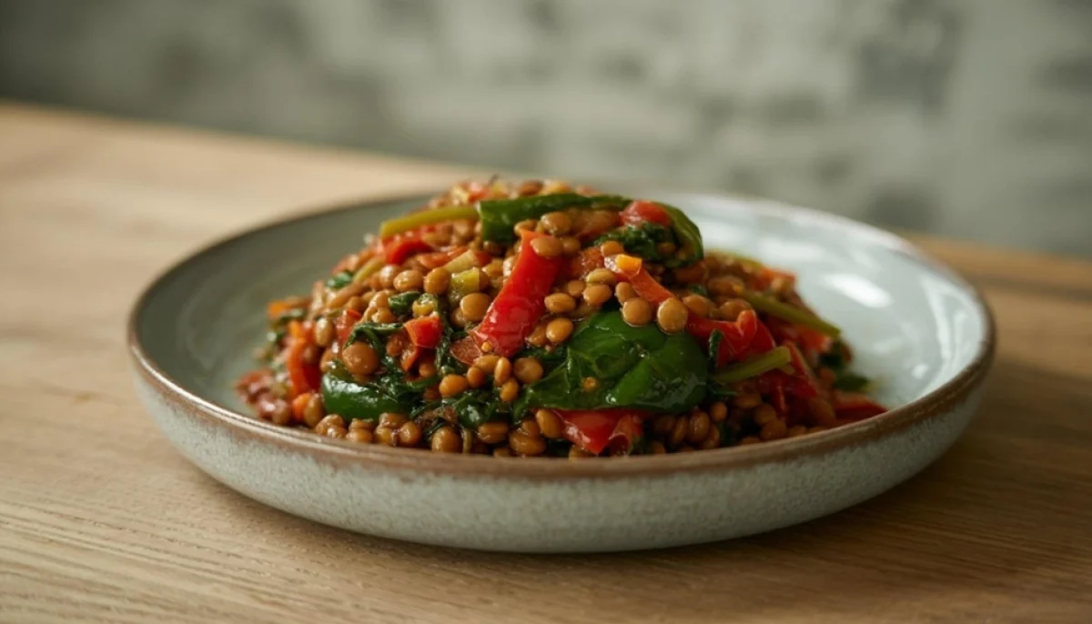 Salade de lentilles aux poivrons grillés