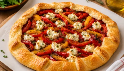 Tarte rustique aux poivrons et chèvre