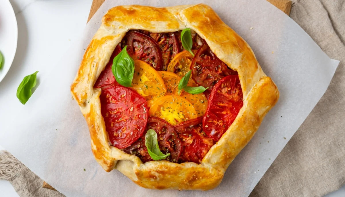 Tarte rustique tomate chèvre basilic