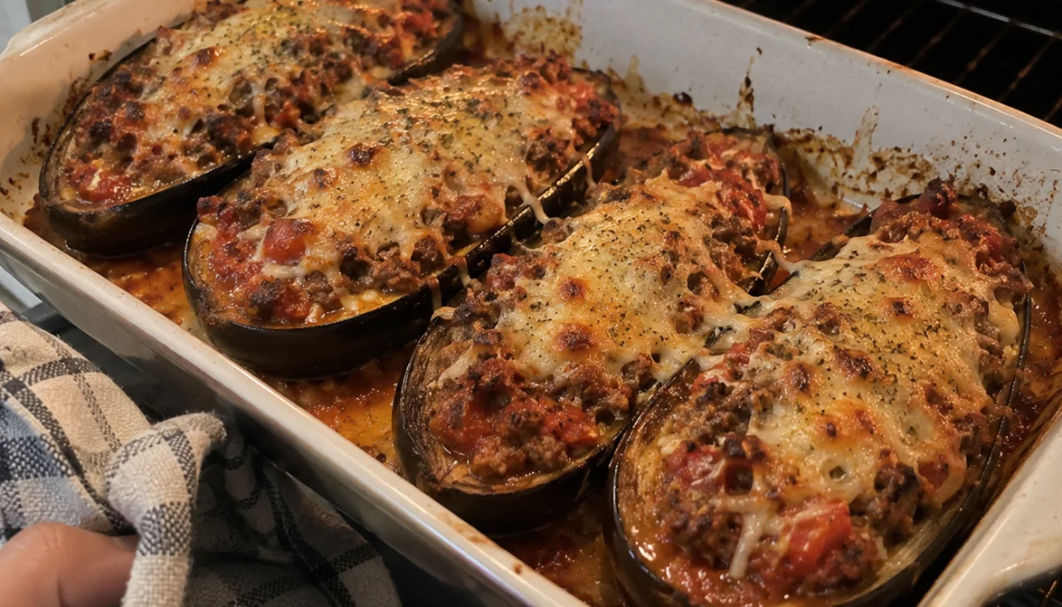 Aubergines farcies au bœuf et tomate
