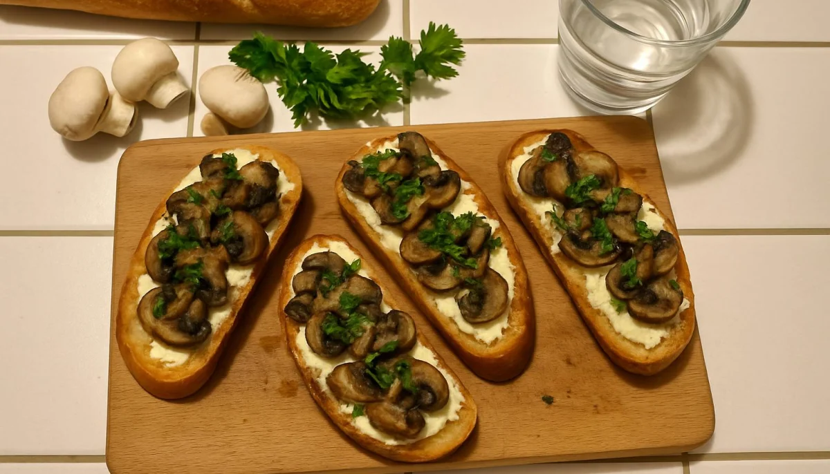 Bruschettas chaudes aux champignons et chèvre