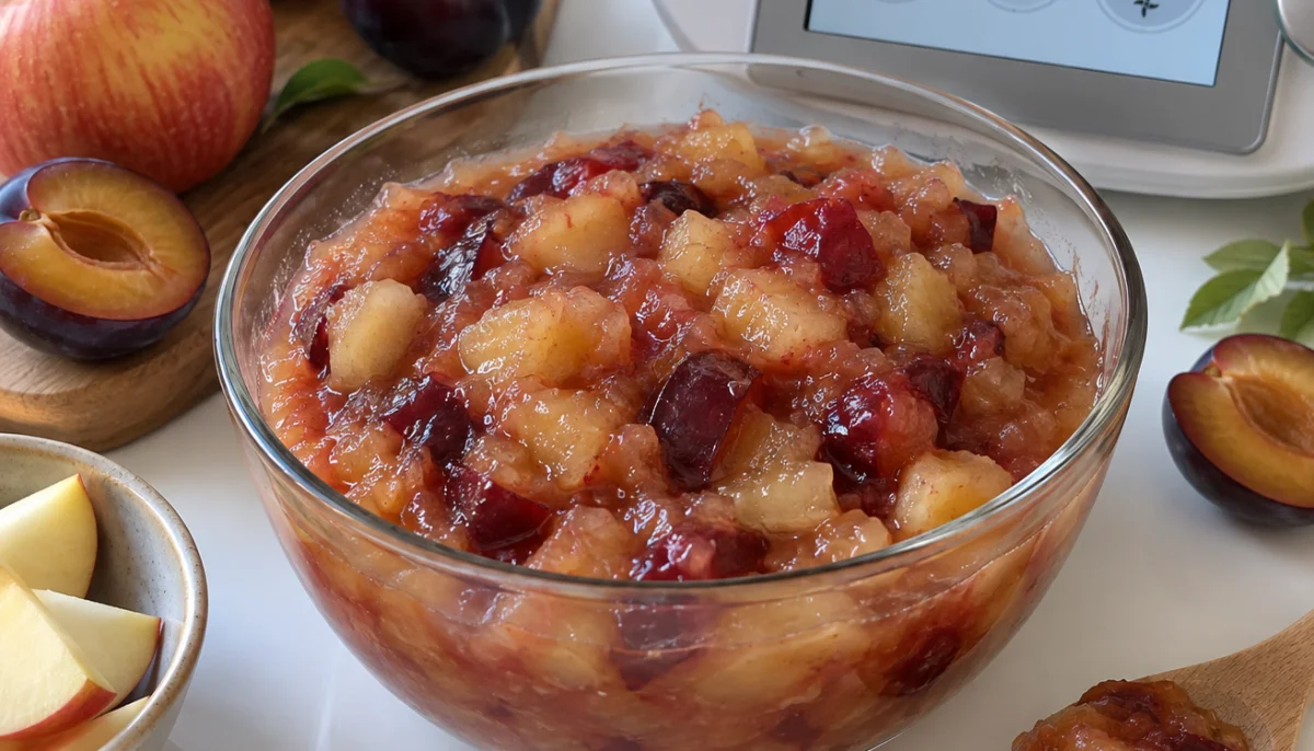 Compote pomme prune au thermomix sans sucre ajouté