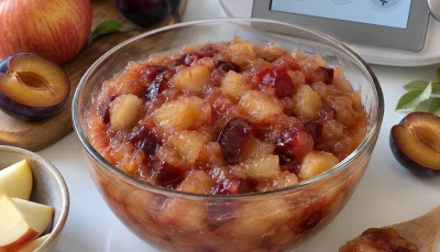 Compote pomme prune au thermomix sans sucre ajouté