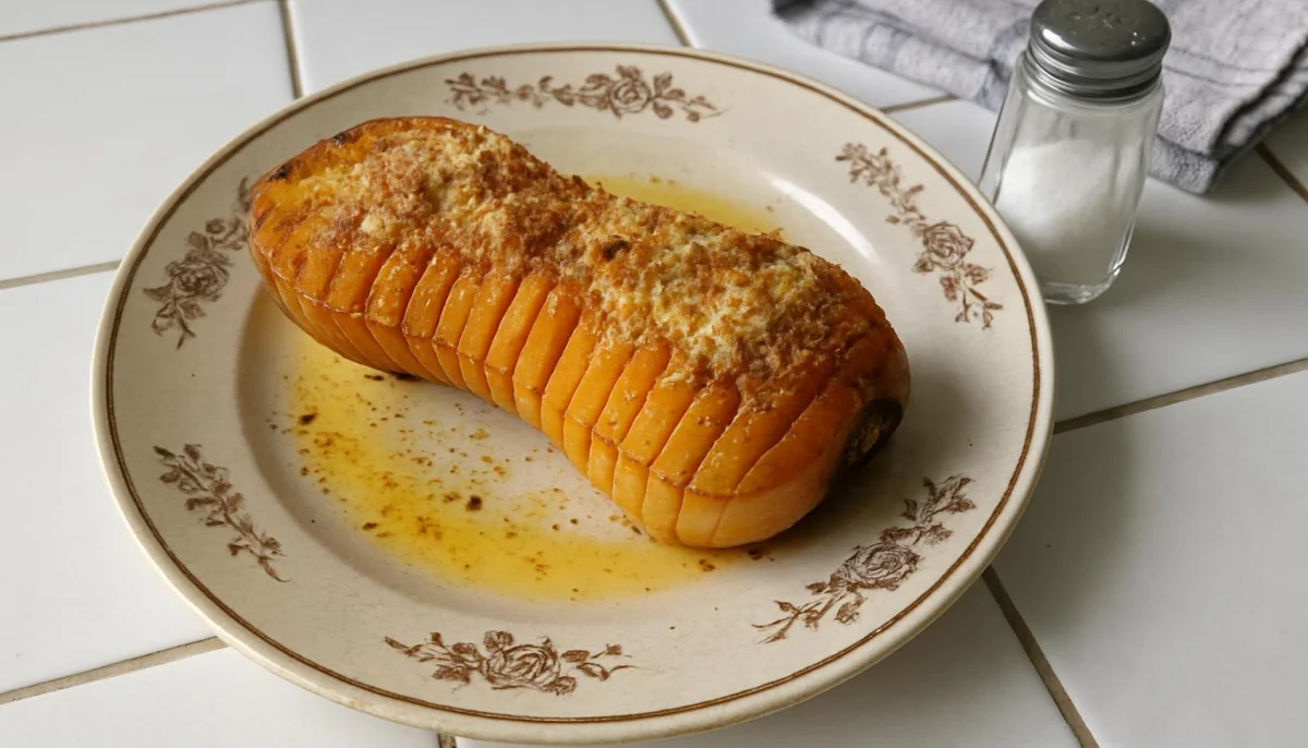 Courge rôtie façon hasselback au parmesan