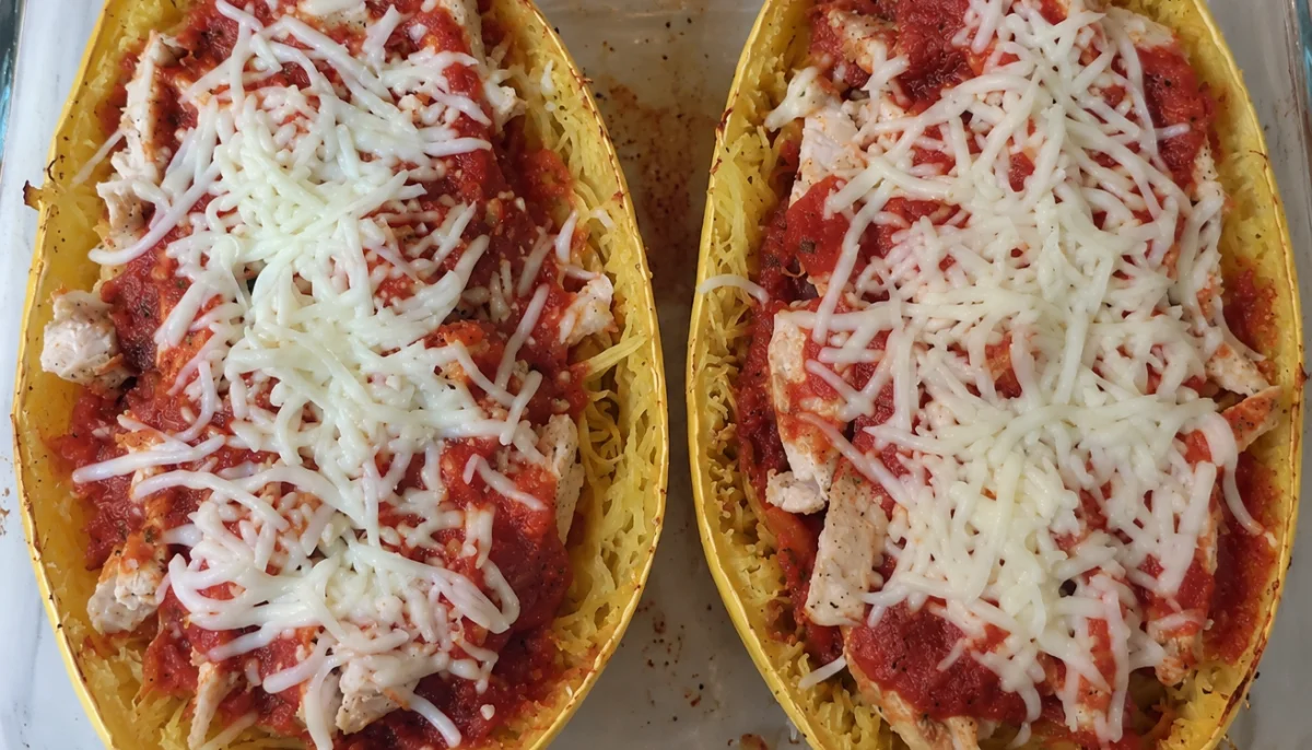 Courge spaghetti à la tomate et mozzarella