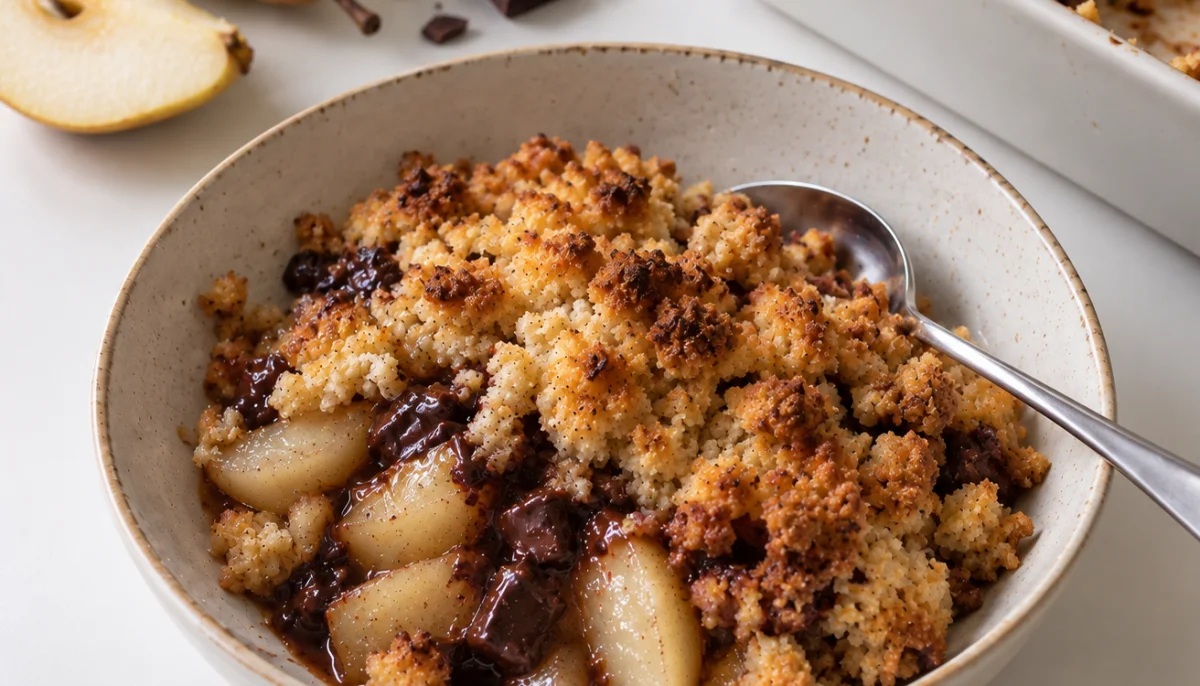 Crumble poire chocolat