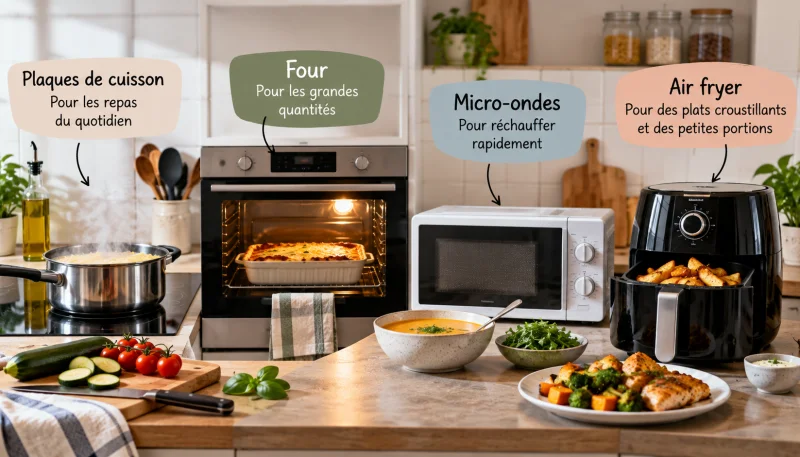 Four, plaques, micro-ondes ou air fryer : quel mode de cuisson choisir ?