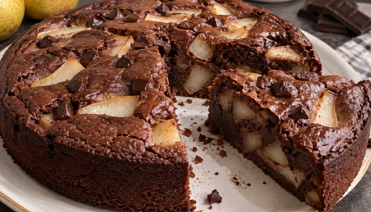 Gâteau fondant poire et chocolat