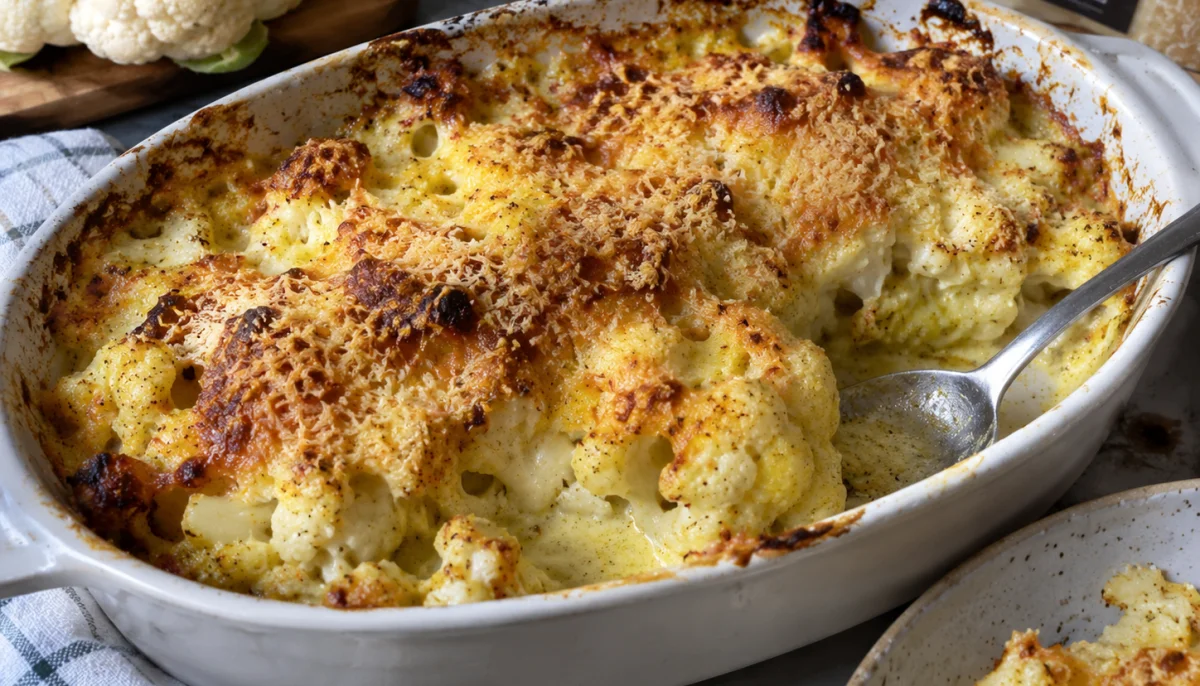 Gratin de chou-fleur au curry et comté