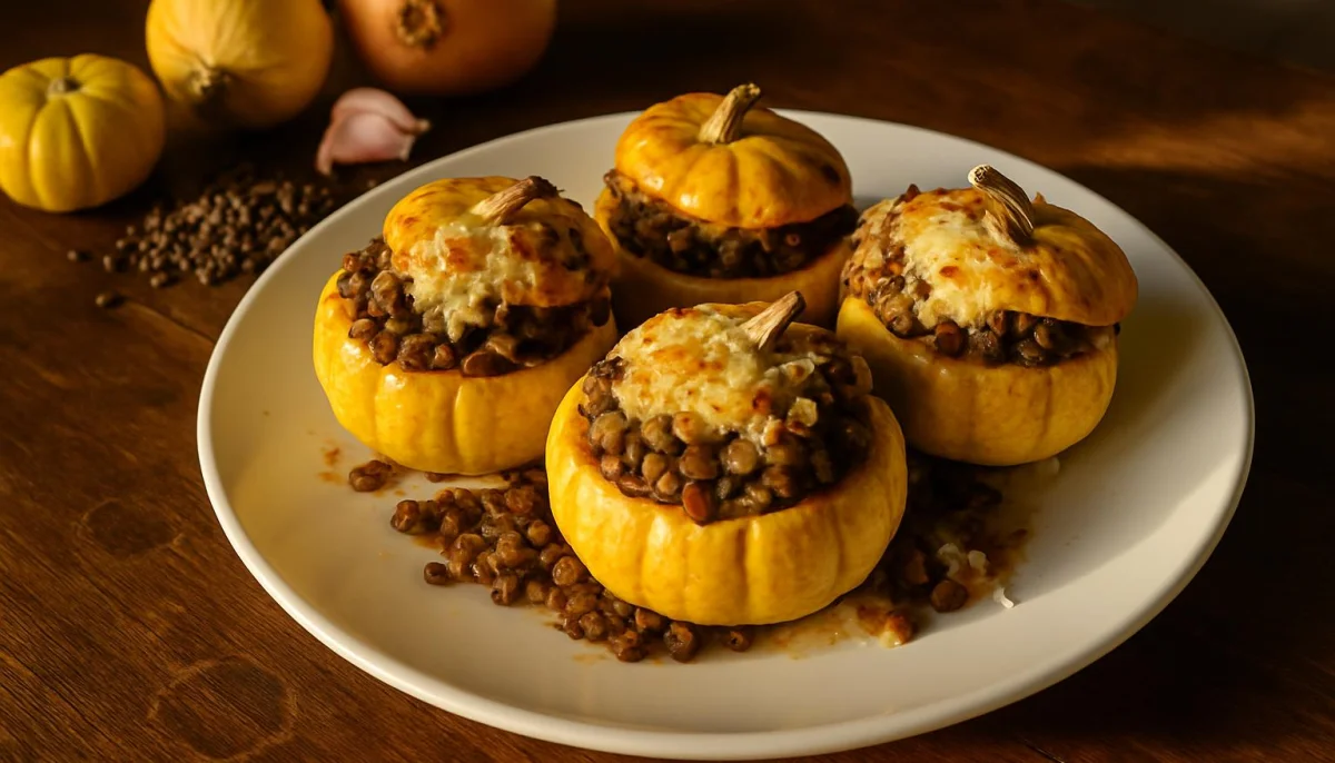 Mini-courges farcies aux lentilles et fromage