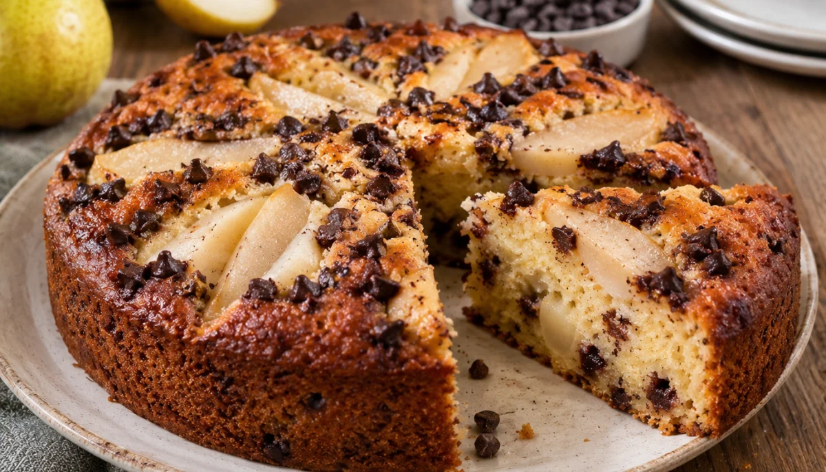 Moelleux aux poires et pépites de chocolat