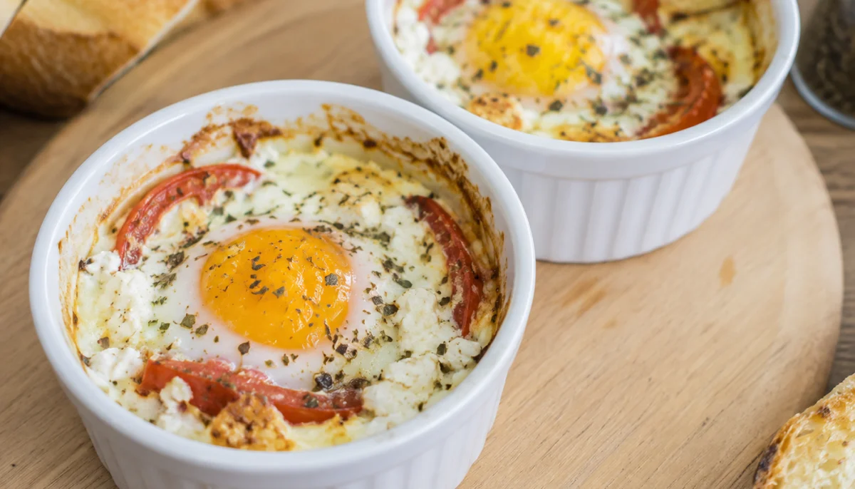 Œufs cocotte tomate et chèvre
