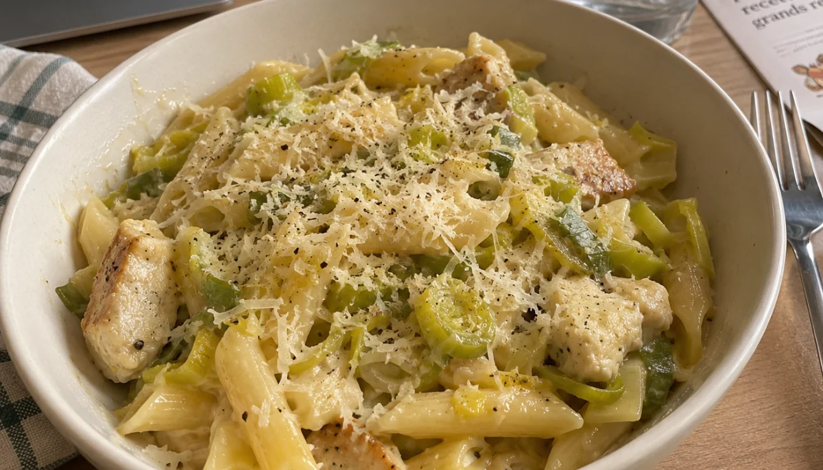 One pot pasta poulet, poireaux et parmesan