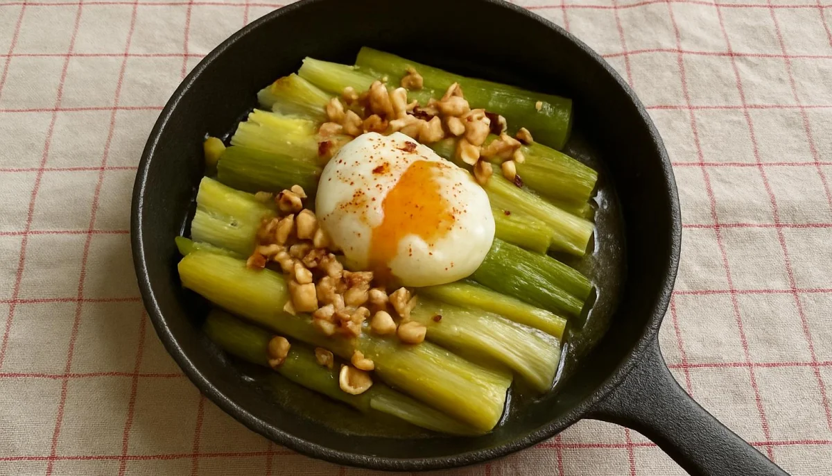 Poireaux vinaigrette, Œuf mollet et noisettes