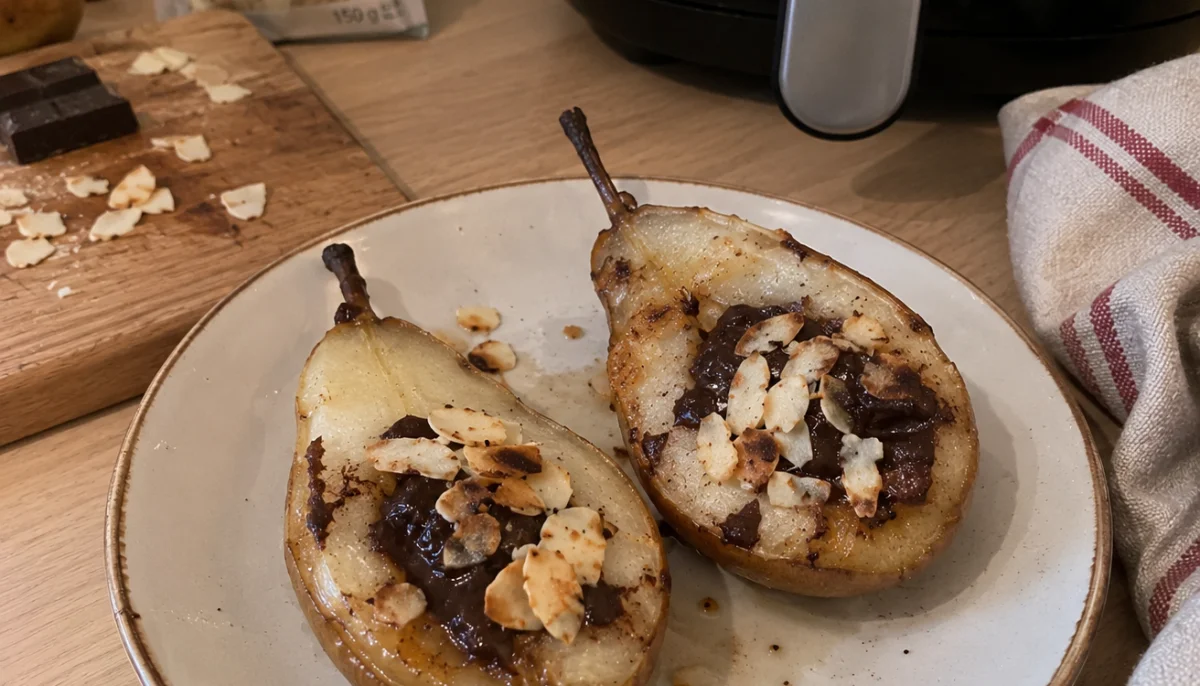 Poires chocolat et amandes à l'air fryer