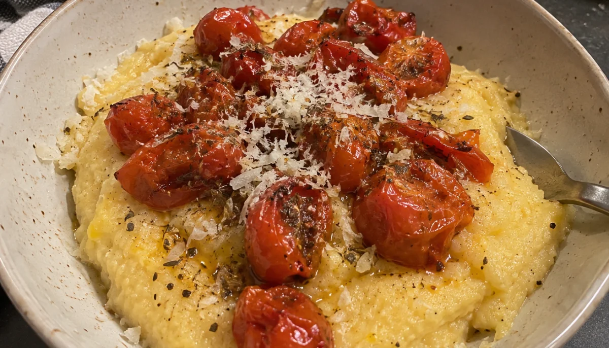 Polenta crémeuse aux tomates rôties et parmesan