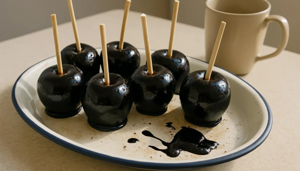 Pommes d’amour noires spécial halloween