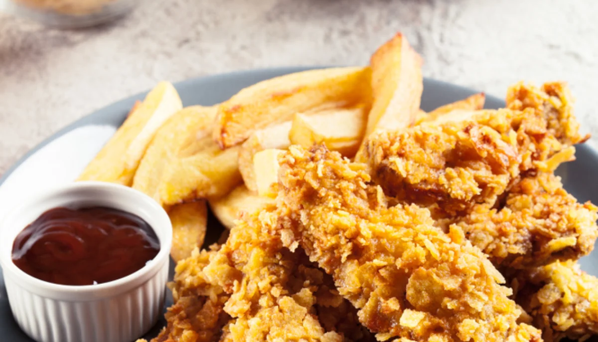 Poulet croustillant aux corn flakes au four
