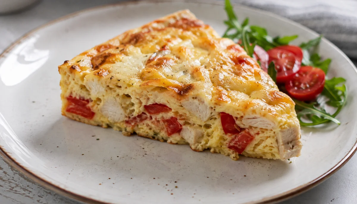 Quiche sans pâte poulet, poivron et mozzarella