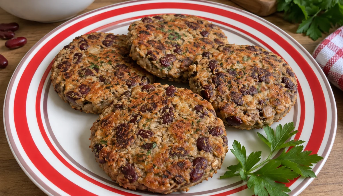 Steaks végétariens haricots rouges et champignons