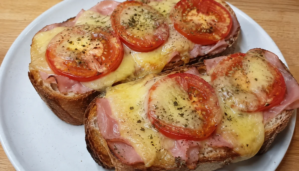 Tartines chaudes tomate, jambon et comté