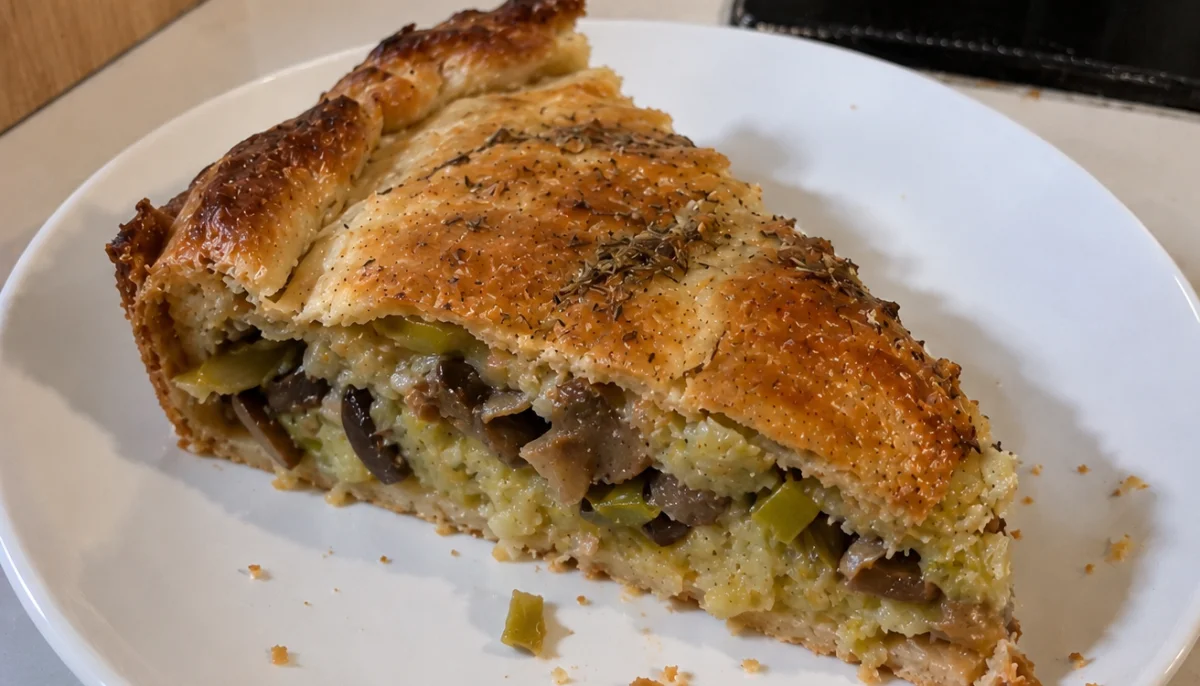 Tourte végétarienne aux champignons et poireaux
